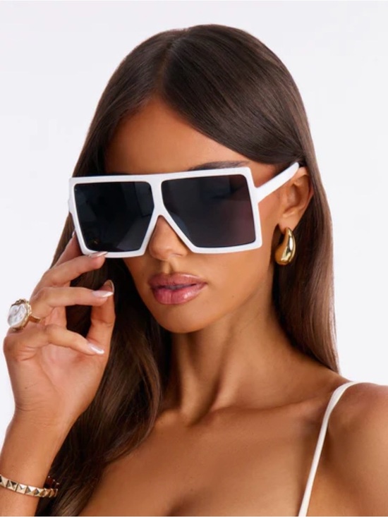 Accessories - White Oversized Square Sunglasses - Women Accessories